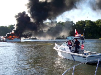 Boat on fire